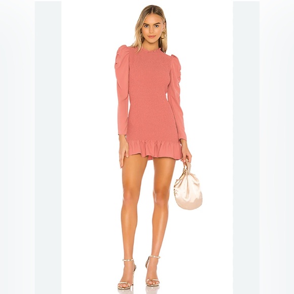 Amanda Uprichard Dresses & Skirts - Amanda Uprichard Rhiannon Smocked Puff Sleeve Ruffle Hem Short Dress